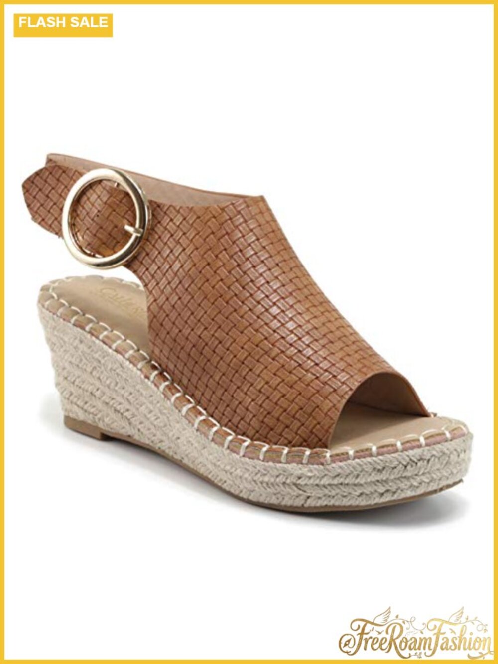 Womens Cirkly Espadrille Wedge Sandal Peep Toe Slingback Buckle Summer Shoe